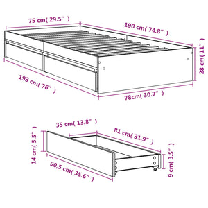 Giroletto Cassetti Rovere Marrone 75x190 cm Legno Multistrato 3280719