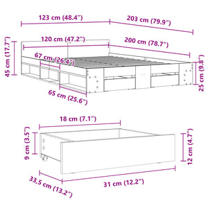 Giroletto Cassetti Rovere Sonoma 120x200 cm Legno Multistrato 3280757