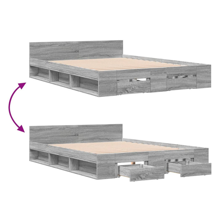 Giroletto Cassetti Grigio Sonoma 140x190 cm Legno Multistrato 3280767