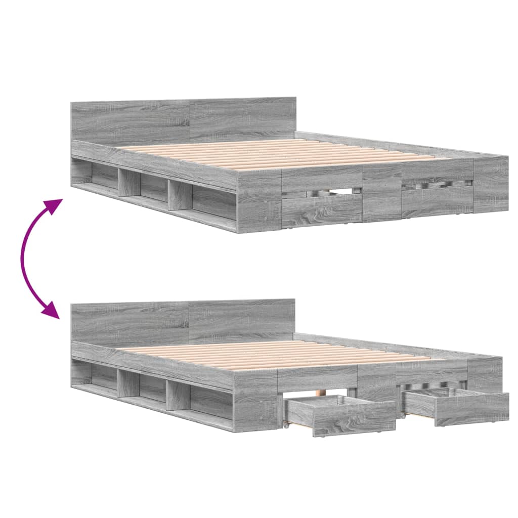 Giroletto Cassetti Grigio Sonoma 135x190 cm Legno Multistrato 3280774