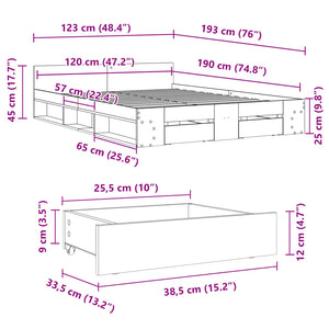 Giroletto con Cassetti Bianco 120x190 cm in Legno Multistrato 3280776