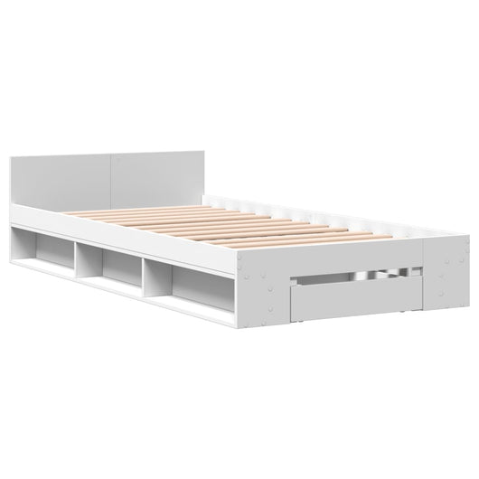 Giroletto con Cassetto Bianco 90x190 cm in Legno Multistrato 3280783