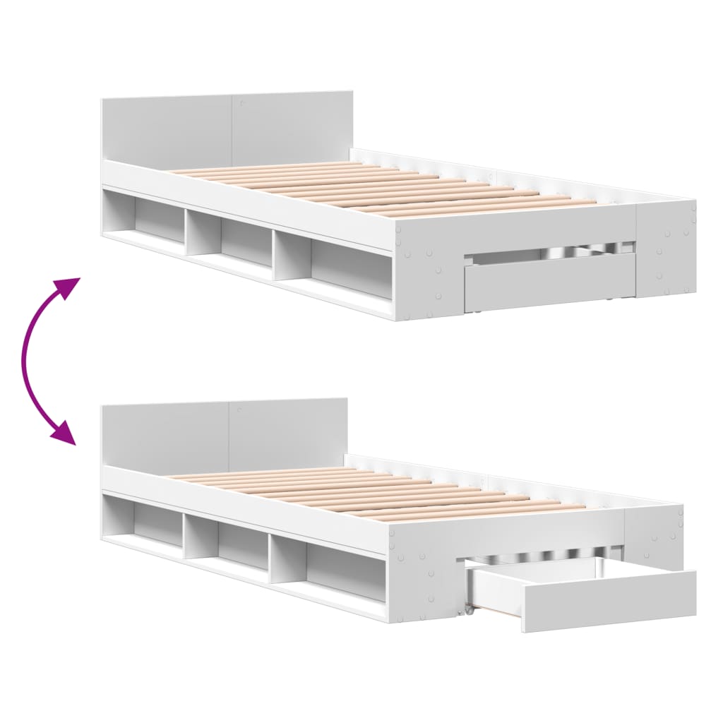 Giroletto con Cassetto Bianco 90x190 cm in Legno Multistrato 3280783