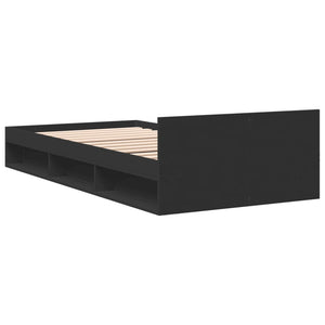 Giroletto con Cassetto Nero 90x190 cm in Legno Multistrato 3280784