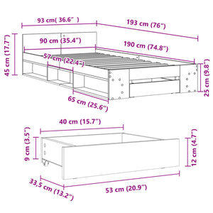 Giroletto Cassetto Rovere Sonoma 90x190 cm Legno Multistrato 3280785