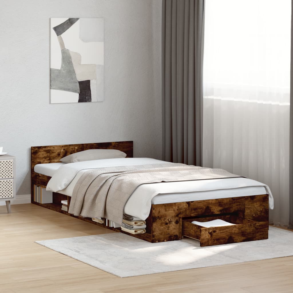 Giroletto con Cassetto Rovere Fumo 90x190 cm Legno Multistrato 3280787