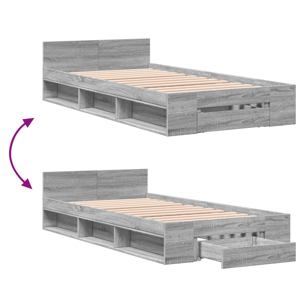 Giroletto Cassetto Grigio Sonoma 90x190 cm Legno Multistrato 3280788