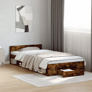 Giroletto con Cassetto Rovere Fumo 100x200 cm Legno Multistrato 3280794