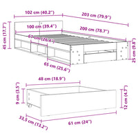 Giroletto Cassetto Grigio Sonoma 100x200 cm Legno Multistrato 3280795