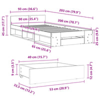 Giroletto Cassetto Grigio Cemento 90x200 cm Legno Multistrato 3280800