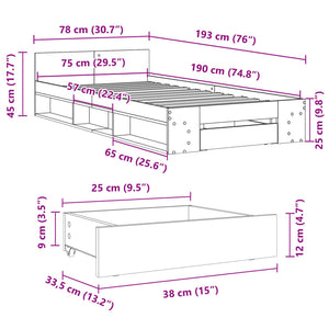 Giroletto Cassetto Rovere Sonoma 75x190 cm Legno Multistrato 3280806