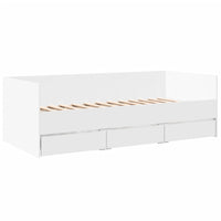 Divano Letto con Cassetti Bianco 100x200cm in Legno Multistrato 3280811