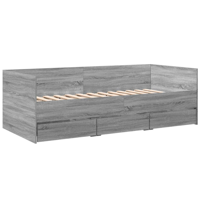 Divano Letto con Cassetti Grigio Sonoma 100x200 cm Multistratocod mxl 115039