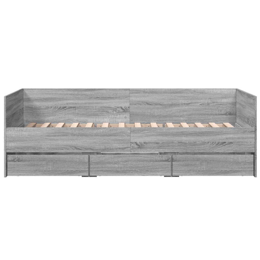 Divano Letto con Cassetti Grigio Sonoma 100x200 cm Multistrato 3280816