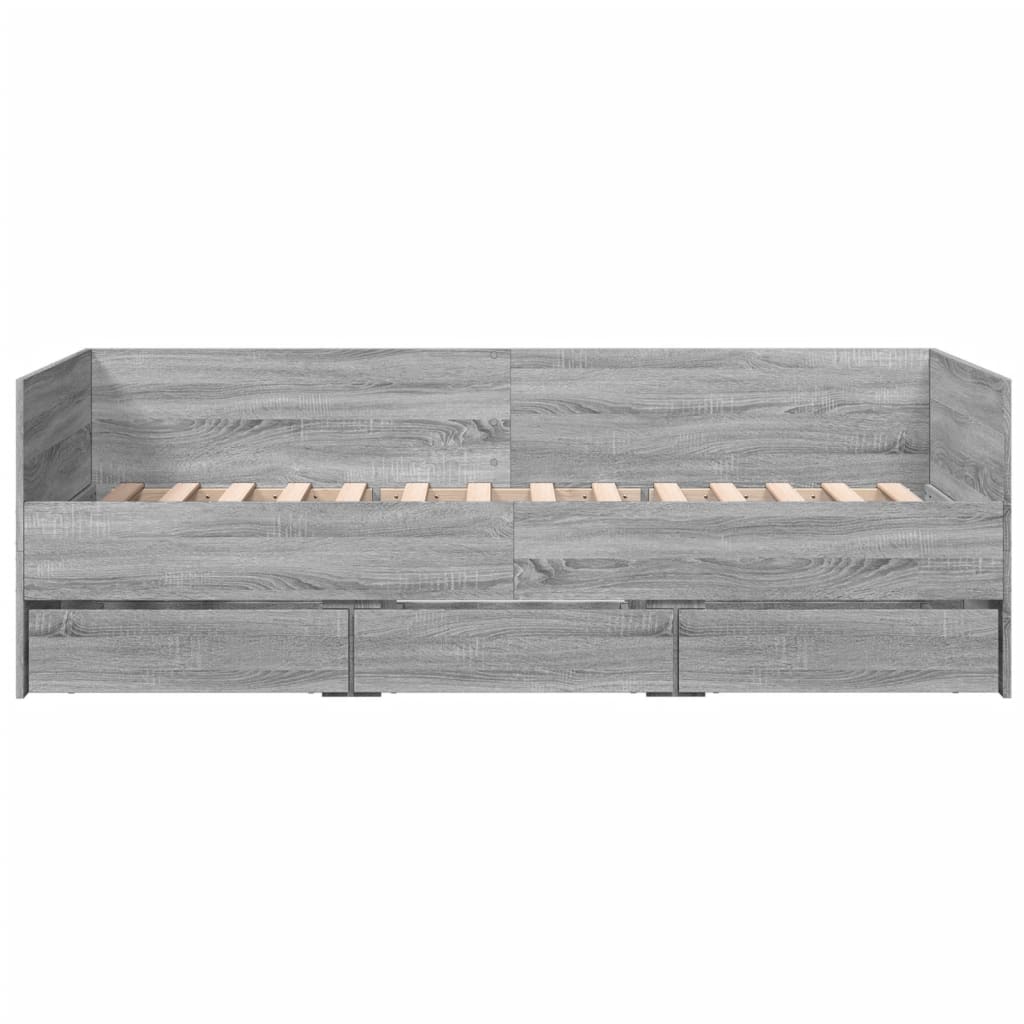 Divano Letto con Cassetti Grigio Sonoma 100x200 cm Multistrato 3280816