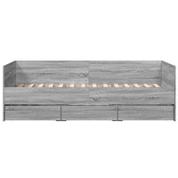 Divano Letto con Cassetti Grigio Sonoma 100x200 cm Multistrato 3280816