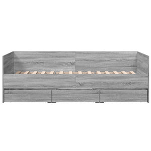 Divano Letto con Cassetti Grigio Sonoma 100x200 cm Multistrato 3280816