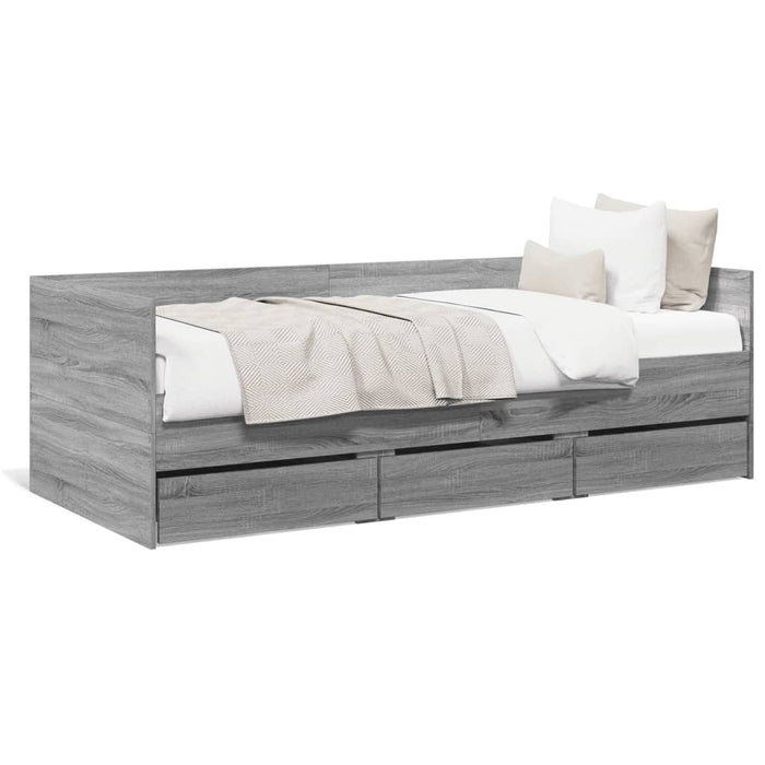 Divano Letto con Cassetti Grigio Sonoma 100x200 cm Multistratocod mxl 115039