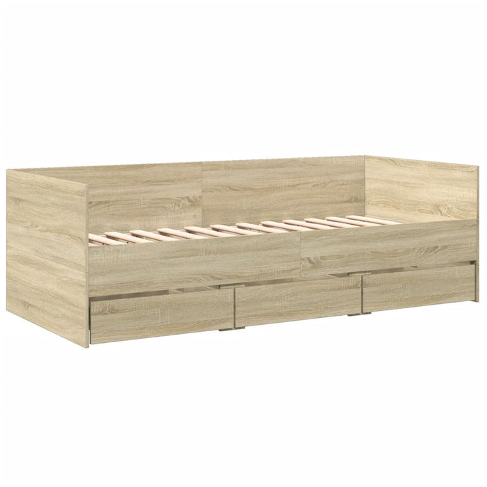 Divano Letto con Cassetti Rovere Sonoma 90x190 cm Multistrato 3280827