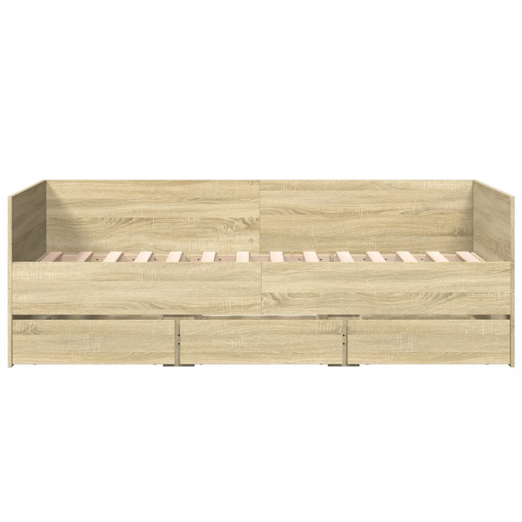 Divano Letto con Cassetti Rovere Sonoma 90x190 cm Multistrato 3280827