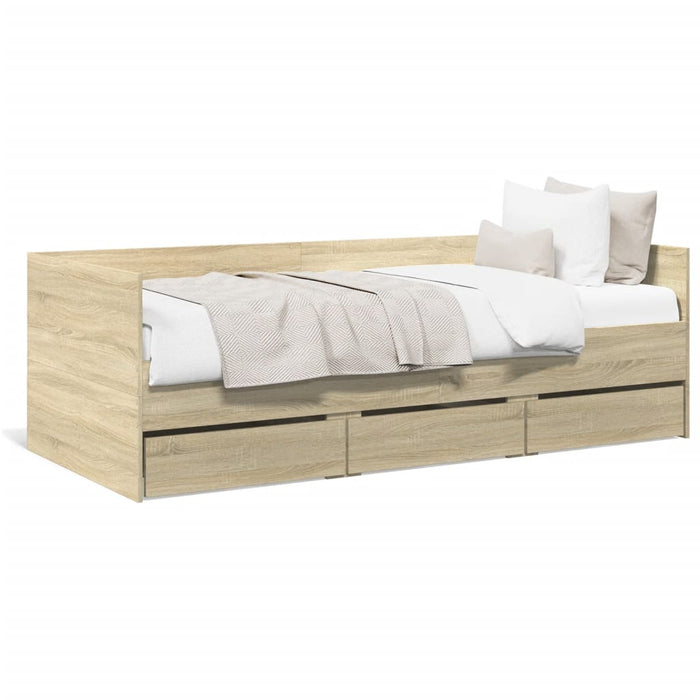 Divano Letto con Cassetti Rovere Sonoma 90x190 cm Multistrato 3280827