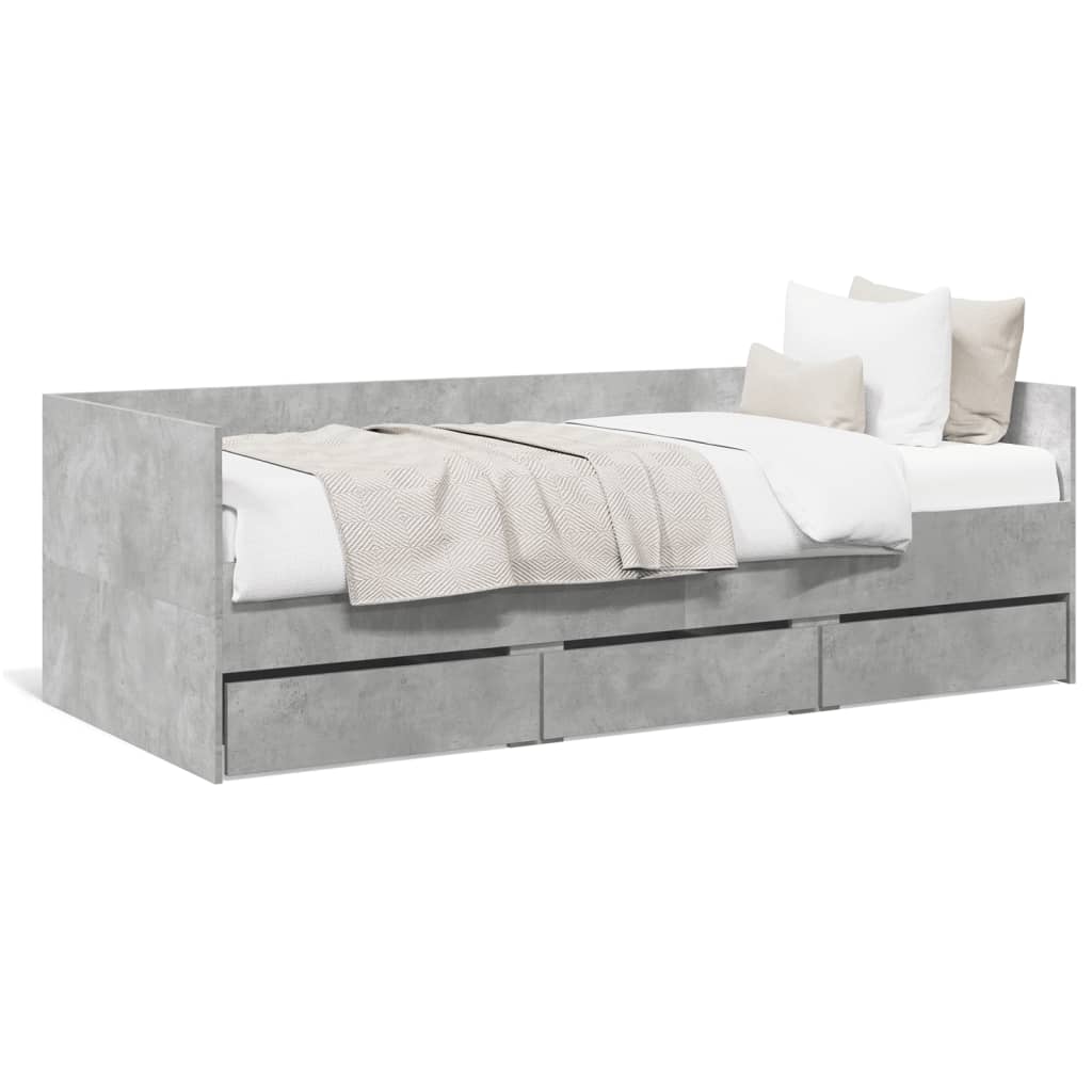 Divano Letto con Cassetti Grigio Cemento 90x190 cm Multistratocod mxl 115041