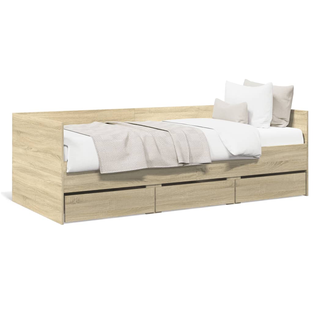 Divano Letto con Cassetti Rovere Sonoma 75x190 cm Multistrato 3280834