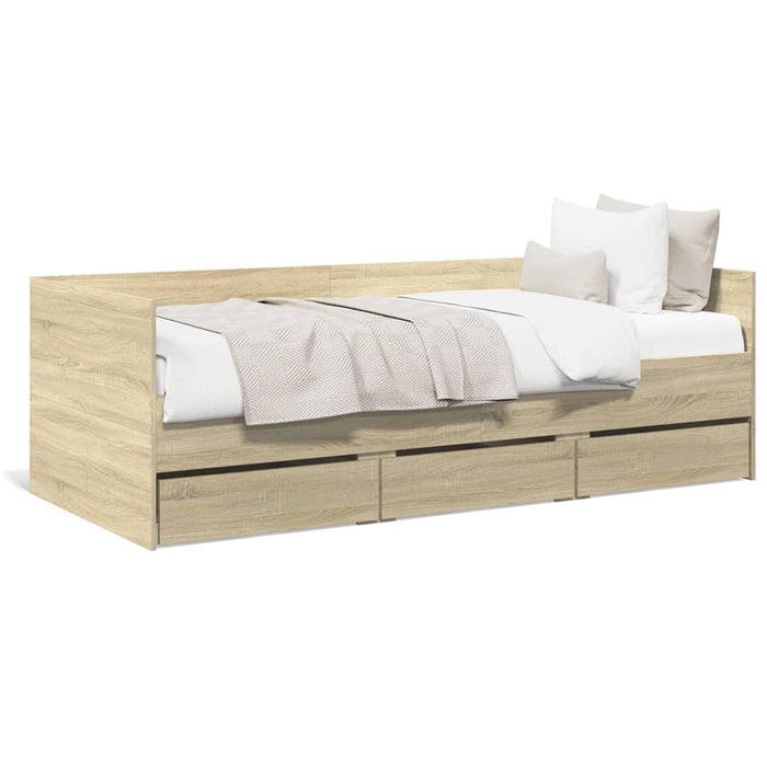 Divano Letto con Cassetti Rovere Sonoma 75x190 cm Multistrato 3280834