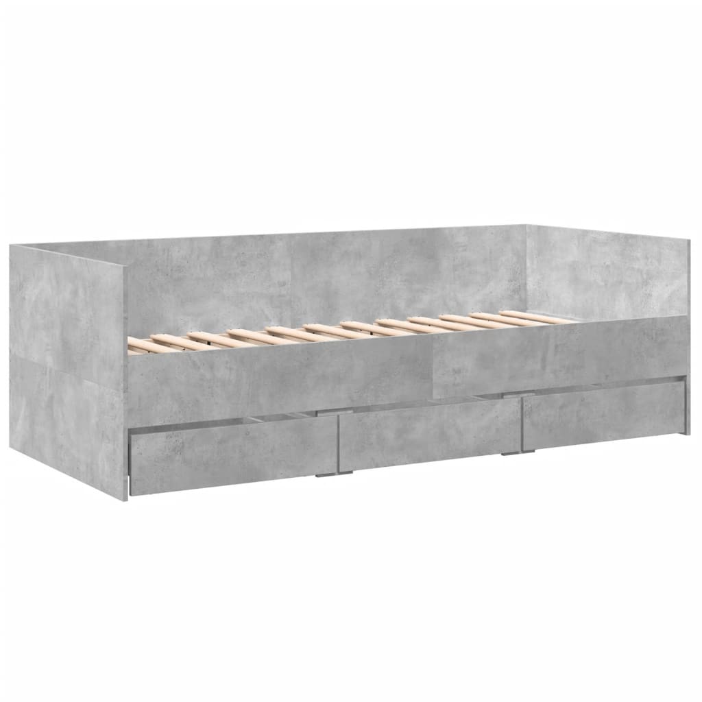 Divano Letto con Cassetti Grigio Cemento 75x190 cm Multistrato 3280835