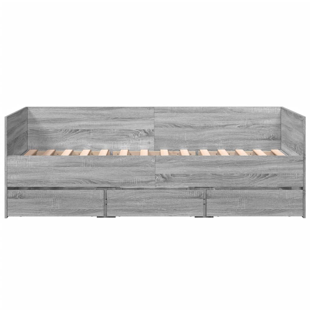 Divano Letto con Cassetti Grigio Sonoma 75x190 cm Multistrato 3280837