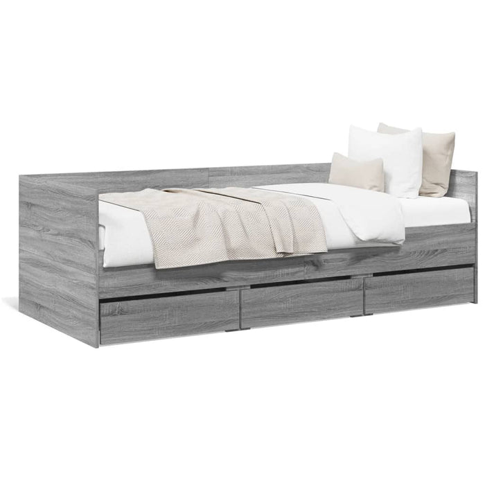 Divano Letto con Cassetti Grigio Sonoma 75x190 cm Multistratocod mxl 115043