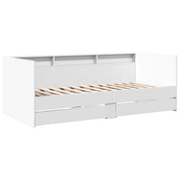 Divano Letto con Cassetti Bianco 100x200cm in Legno Multistrato 3280839