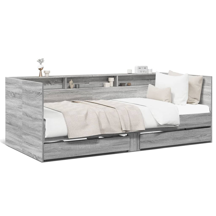 Divano Letto con Cassetti Grigio Sonoma 100x200 cm Multistrato 3280844