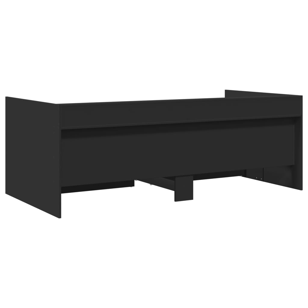 Divano Letto con Cassetti Nero 90x200 cm in Legno Multistrato 3280847