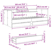 Divano Letto con Cassetti Rovere Sonoma 90x200 cm Multistrato 3280848