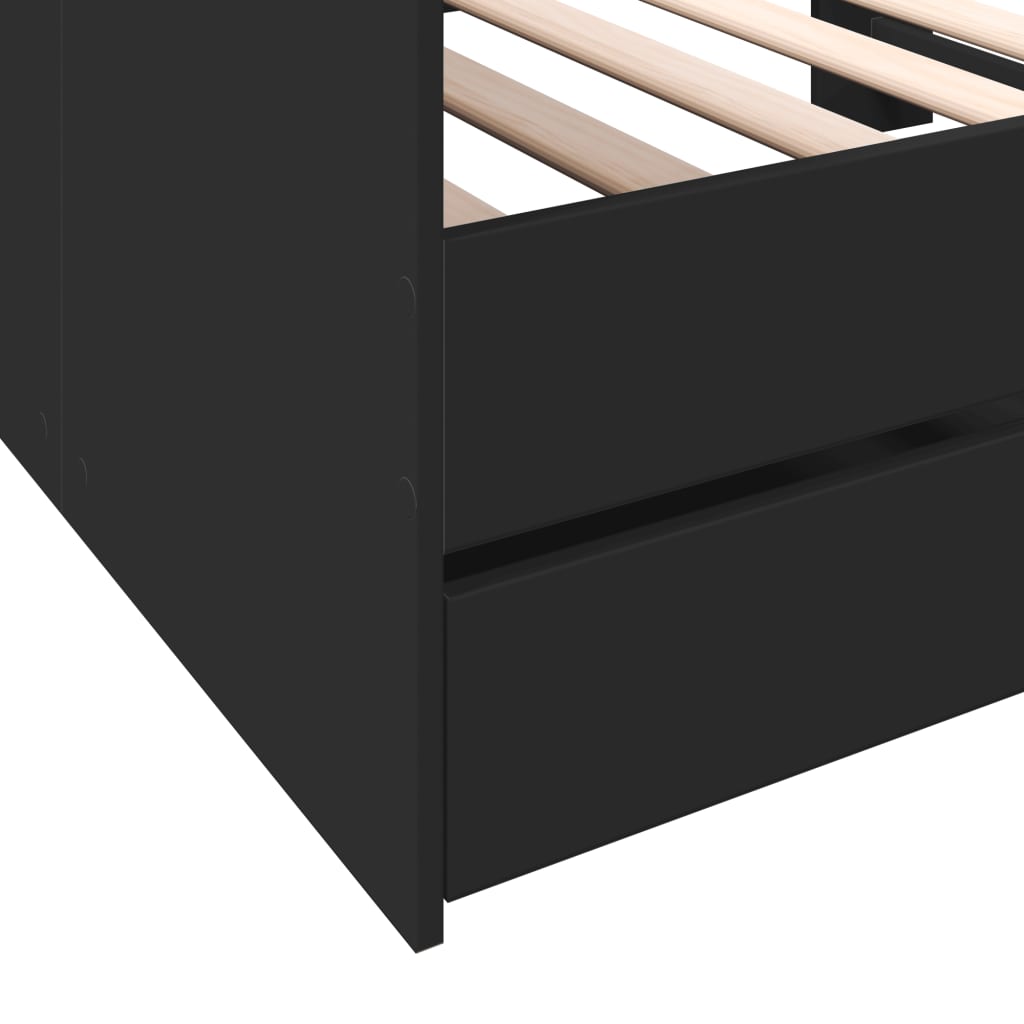 Divano Letto con Cassetti Nero 90x190 cm in Legno Multistrato 3280854