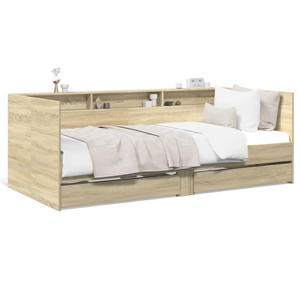 Divano Letto con Cassetti Rovere Sonoma 90x190 cm Multistratocod mxl 91065