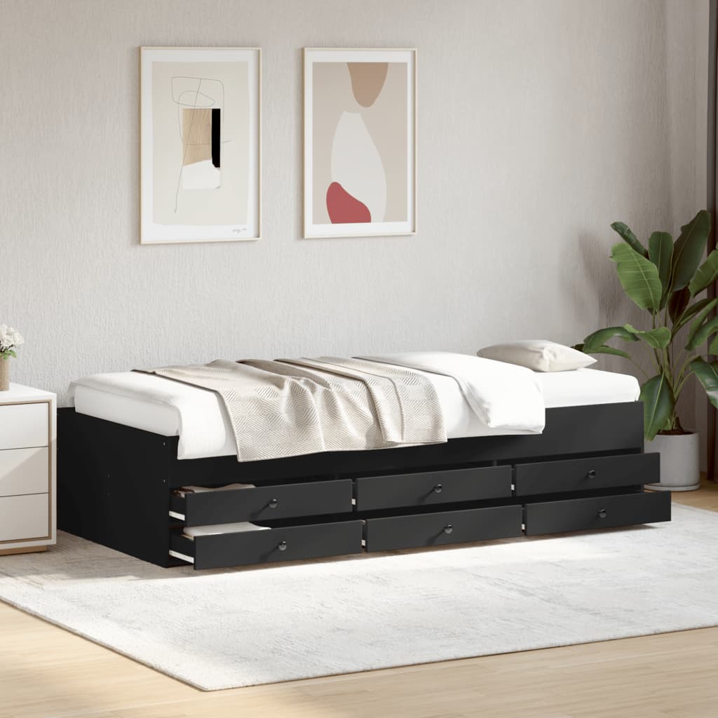 Divano Letto con Cassetti Nero 100x200 cm in Legno Multistratocod mxl 115048