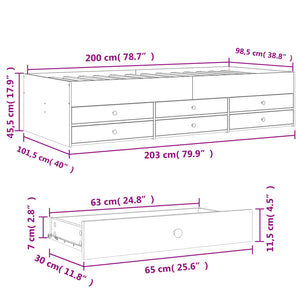 Divano Letto con Cassetti Nero 100x200 cm in Legno Multistrato 3280868