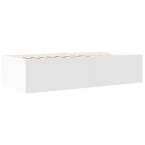 Divano Letto con Cassetti Bianco 90x200 cm in Legno Multistrato 3280874