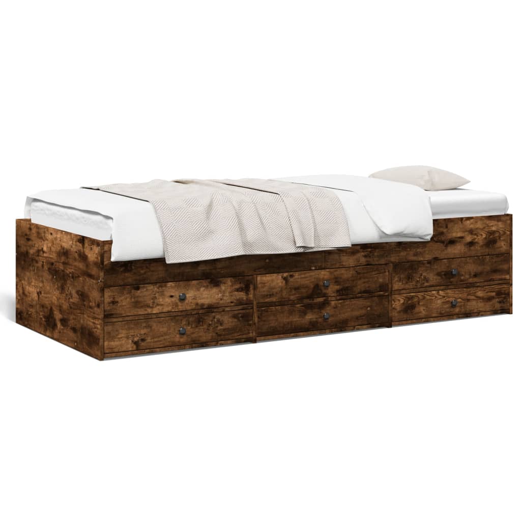 Divano Letto con Cassetti Rovere Fumo 90x190 cm Multistrato 3280885