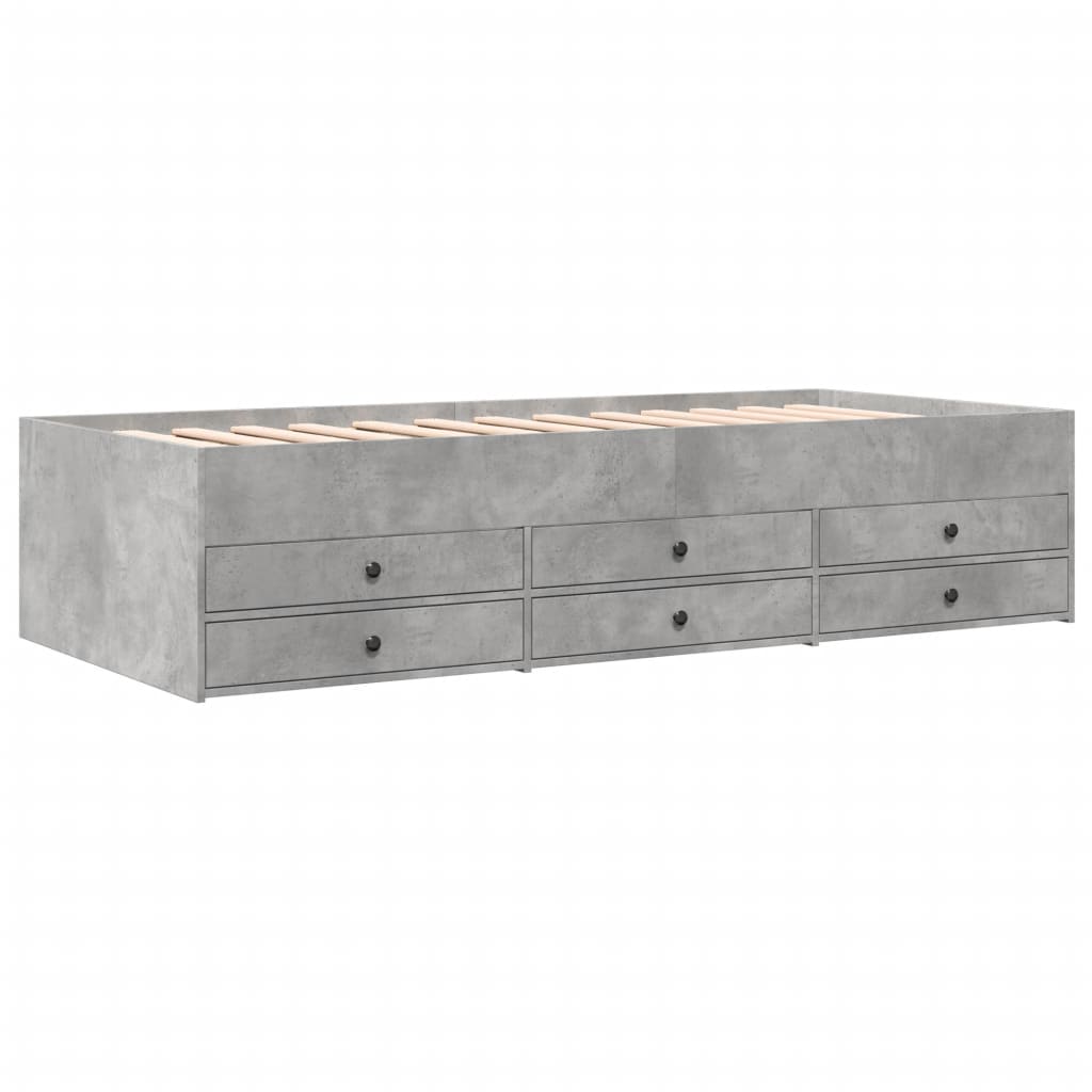 Divano Letto con Cassetti Grigio Cemento 75x190 cm Multistrato 3280891