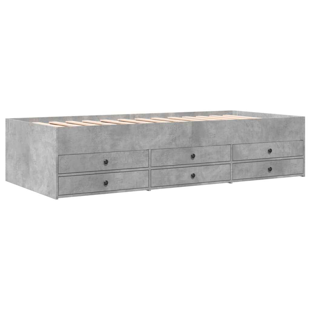 Divano Letto con Cassetti Grigio Cemento 75x190 cm Multistrato 3280891