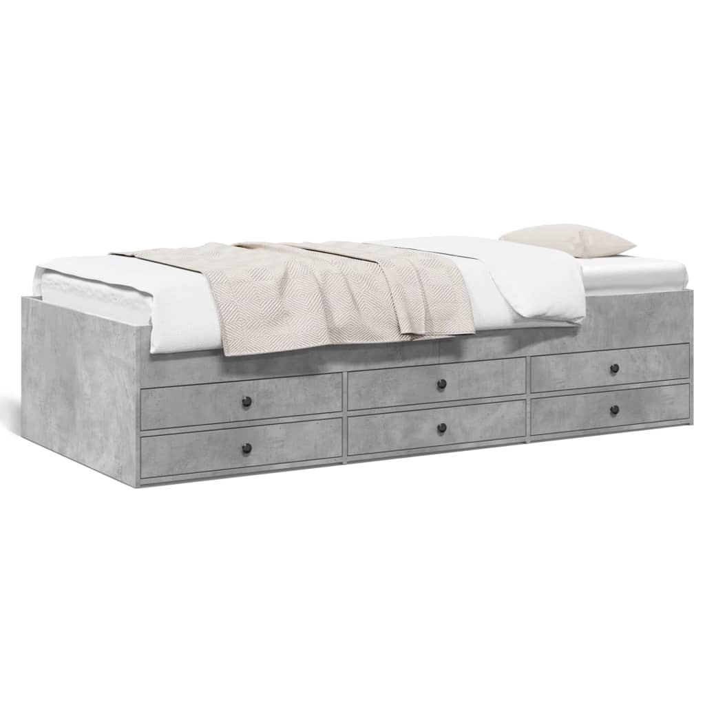 Divano Letto con Cassetti Grigio Cemento 75x190 cm Multistrato 3280891