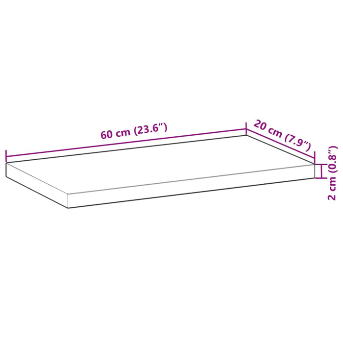 Ripiano a Parete 60x20x2 cm Legno Massello Acacia Non Trattato 3279339