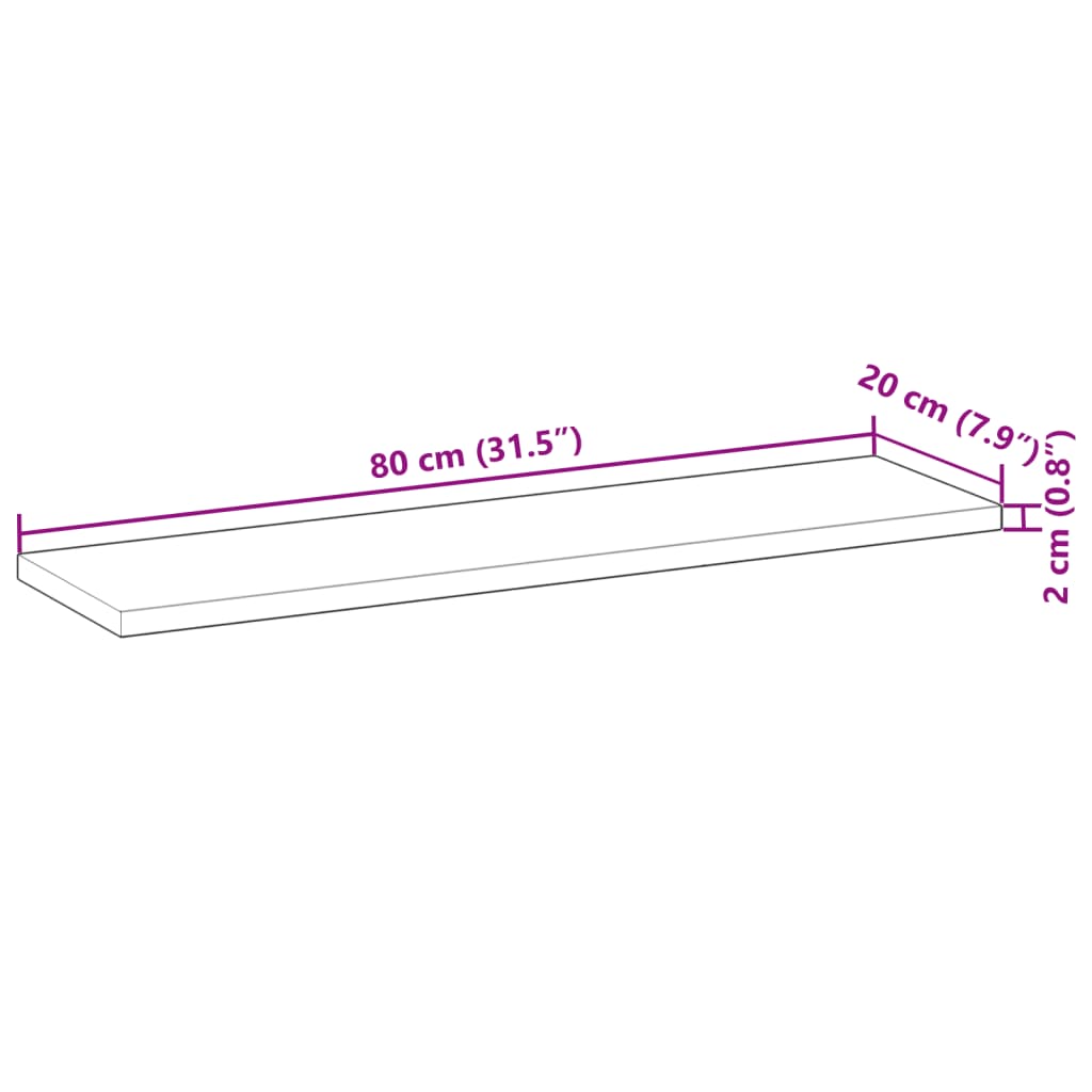 Mensole da Parete 2 pz 80x20x2 cm Legno Acacia Non Trattato 3279344