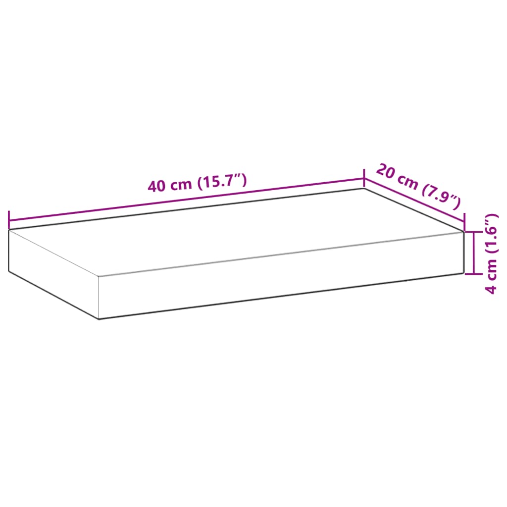 Mensole da Parete 2 pz 40x20x4 cm Legno Acacia Non Trattato 3279416