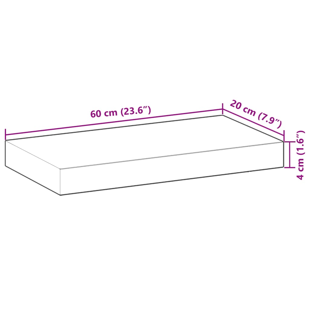 Ripiano a Parete 60x20x4 cm Legno Massello Acacia Non Trattato 3279419