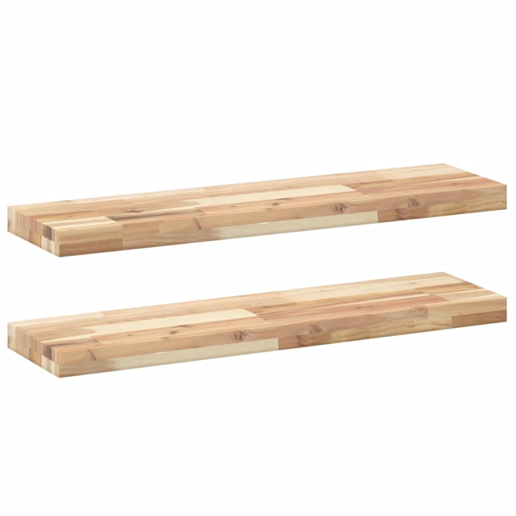 Mensole da Parete 2 pz 80x20x4 cm Legno Acacia Non Trattato 3279424