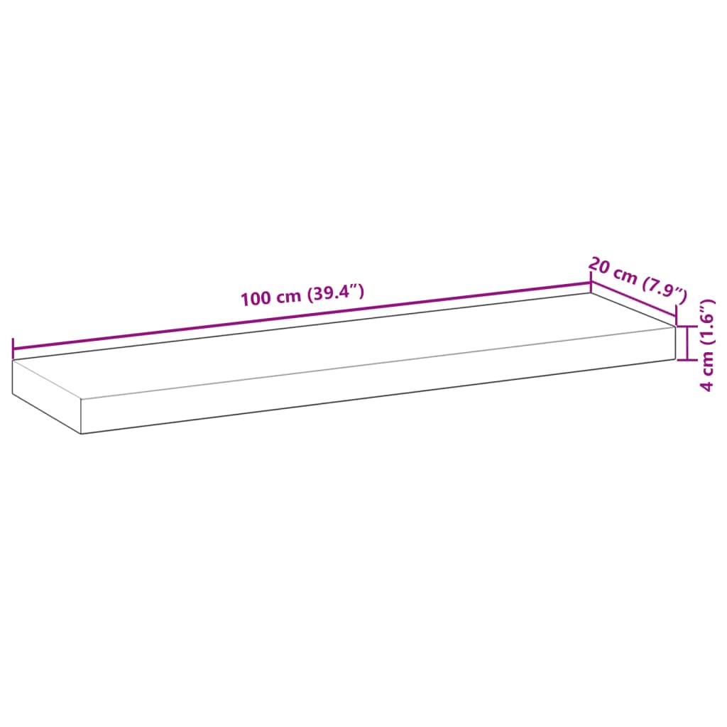 Mensole da Parete 2 pz 100x20x4 cm Legno Acacia Non Trattato 3279428